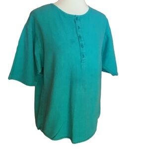 Vintage 90s Sostanza Turquoise oversized top